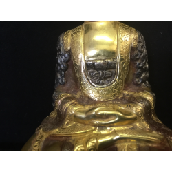 Rare Meditating Nepal Buddha with Gilt Face and Inscription – 13 cm - BR284
