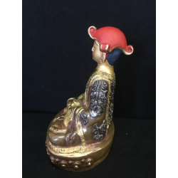 Rare Meditating Nepal Buddha with Gilt Face and Inscription – 13 cm - BR284
