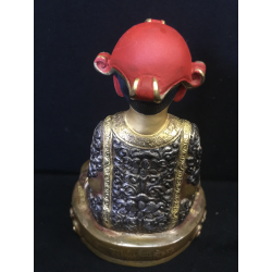 Rare Meditating Nepal Buddha with Gilt Face and Inscription – 13 cm - BR284