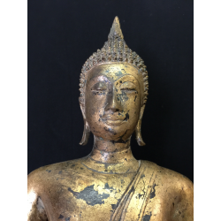 Large Gilt Bangkok Buddha on Openwork Throne – Thailand, Mid 20th Century, 74 cm - BR287