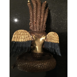 Seltene Naga-Kanya-Figur mit Korallen und vergoldetem Gesicht – Nepal/Bhutan, 13 cm - BR292