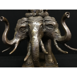 Ganesha on Three-Headed Elephant in Bronze – India, Early 20th Century - AND283