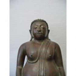 Antiker Happy Buddha aus Bronze – Burma, Ende 19. Jahrhundert, 42 cm, schöne Patina - BR107