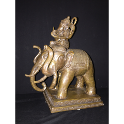 Ganesha on Three-Headed Elephant in Bronze – India, Early 20th Century - AND283