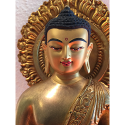 Medizin-Buddha (Bhaisajyaguru) aus Bronze/Kupfer mit Feuervergoldung – Nepal, 36 cm - BR298