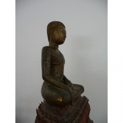 Bronze Monk on Throne from the Bangkok Period – Thailand - Munke-018