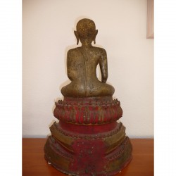 Bronze Monk on Throne from the Bangkok Period – Thailand - Munke-018