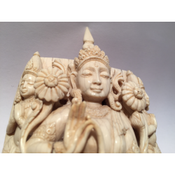 Seated Buddha with Disciples in Ivory – India, Early 20th Century - AND286