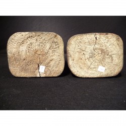 Kleines Paar Holz-Mönche mit Resten von Vergoldung - Munke-006