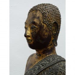 Antiker Bangkok-Buddha aus vergoldeter Bronze mit Inschrift – Thailand, Ende 19. Jahrhundert, 35 cm - BR179