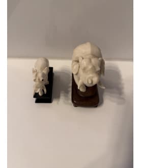 Carved Ivory Elephants on Stands – Burma, 20th Century - AND174