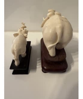 Carved Ivory Elephants on Stands – Burma, 20th Century - AND174