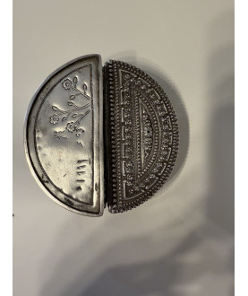 Antique Half Moon Silver Box with Animal Motifs – Sil-0121