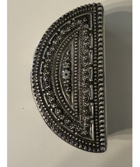 Antique Half Moon Silver Box with Animal Motifs – Sil-0121