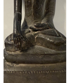 Awa-Buddha aus Bronze mit versteckter Inschrift – Burma, 18. Jahrhundert, 18 cm - BR351