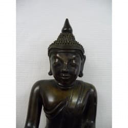Antique Buddha in Dark Patinated Bronze on Throne – Burma, 18th Century, 41 cm - BR127