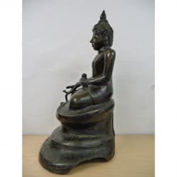 Antique Buddha in Dark Patinated Bronze on Throne – Burma, 18th Century, 41 cm - BR127