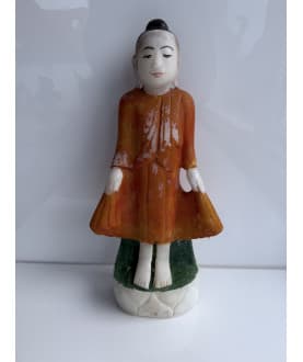 Antique Standing Mandalay Buddha in Alabaster – Burma, 19th Century, 37 cm - A151