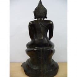 Antique Buddha in Dark Patinated Bronze on Throne – Burma, 18th Century, 41 cm - BR127