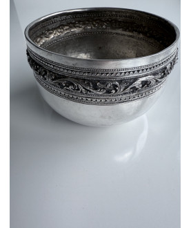 Water Silver Bowl with Floral Band – Sil-0126
