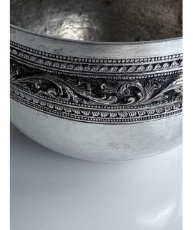 Water Silver Bowl with Floral Band – Sil-0126