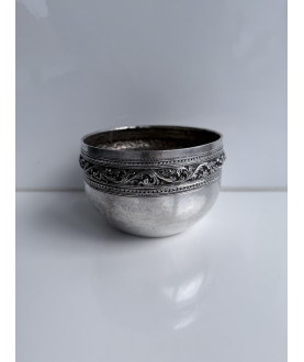Water Silver Bowl with Floral Band – Sil-0126