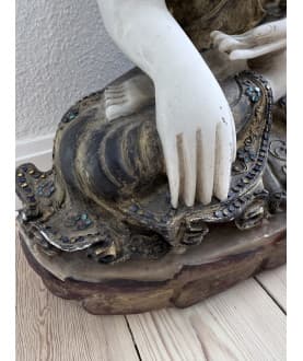 High-end Mandalay Buddha i alabast med sten – Burma, 1800-tallet, 52 cm - A182