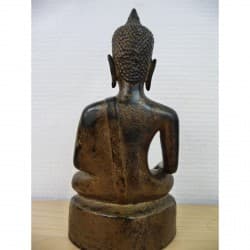 Antiker Buddha aus teilweise vergoldeter Bronze mit Inschrift – Thailand, 18. Jahrhundert, 17 cm - BR128