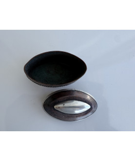 Antike Kupfer Limettenbox mit Silbereinlage – Sil-0135