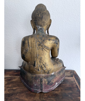 Mandalay-Buddha aus Bronze mit Perlmuttaugen und Vergoldung – Burma, 19. Jahrhundert, 44 cm - BR344