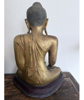 Tidlig Mandalay Buddha i bronze med forgyldning og sten – Burma, 1800-tallet, 46 cm - BR347