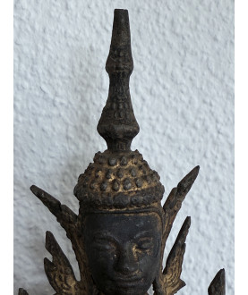 Antique Bangkok Buddha in Partly Gilt Bronze on High Throne – Thailand, 19th Century, 37 cm - BR350