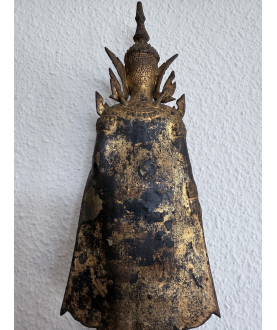 Antique Bangkok Buddha in Partly Gilt Bronze on High Throne – Thailand, 19th Century, 37 cm - BR350
