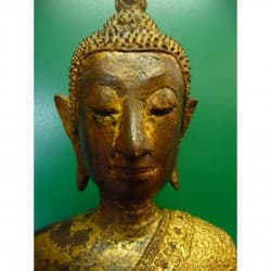 Antiker stehender Bangkok-Buddha aus Bronze auf Lotus-Thron – Thailand, 19. Jahrhundert, 82 cm - BR135