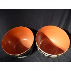 2 Black Lacquer Bowls with Elephant Motifs from Burma - LK-011