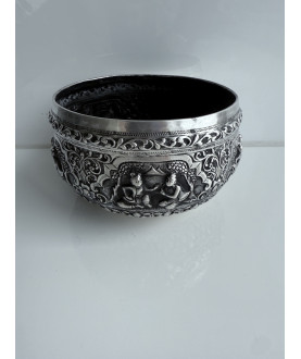 Antique Silver Bowl with Court Scenes – Sil-0176