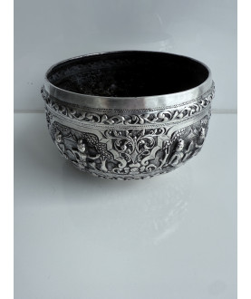 Antique Silver Bowl with Court Scenes – Sil-0176