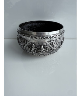 Antique Silver Bowl with Court Scenes – Sil-0176