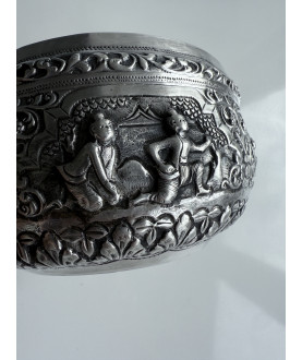 Antique Silver Bowl with Court Scenes – Sil-0176