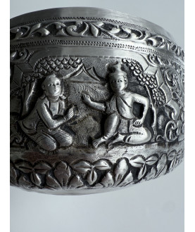 Antique Silver Bowl with Court Scenes – Sil-0176