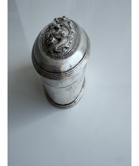 Antique Burmese silver box with raised lid pattern – Sil-0185