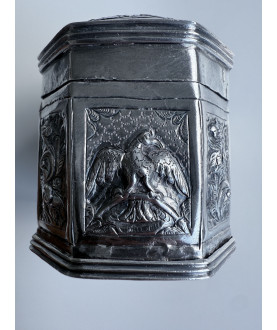 Antique Burmese silver box with mythical beast and birds – Sil-0189