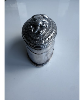 Handcrafted from Burma silver box with Liondog – Sil-0190