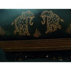 Black Lacquer and Wood Box with Elephant Motifs - Boxes-17