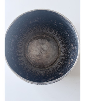 Antique Burmese silver bowl with court scenes and peacock – Sil-0220