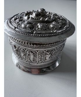 Antique Burmese food tiffin with Liondog and birds – Sil-0233
