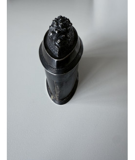 Antique Burmese silver/niello box with floral relief – Sil-0234