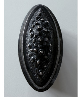 Antike burmesische Silber/Niello-Box mit Blumenrelief – Sil-0234