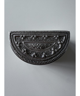 Antique Burmese half moon box with flowers and birds – Sil-0235