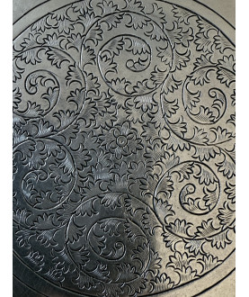Antique Burmese make-up mirror with patterns – Sil-0240